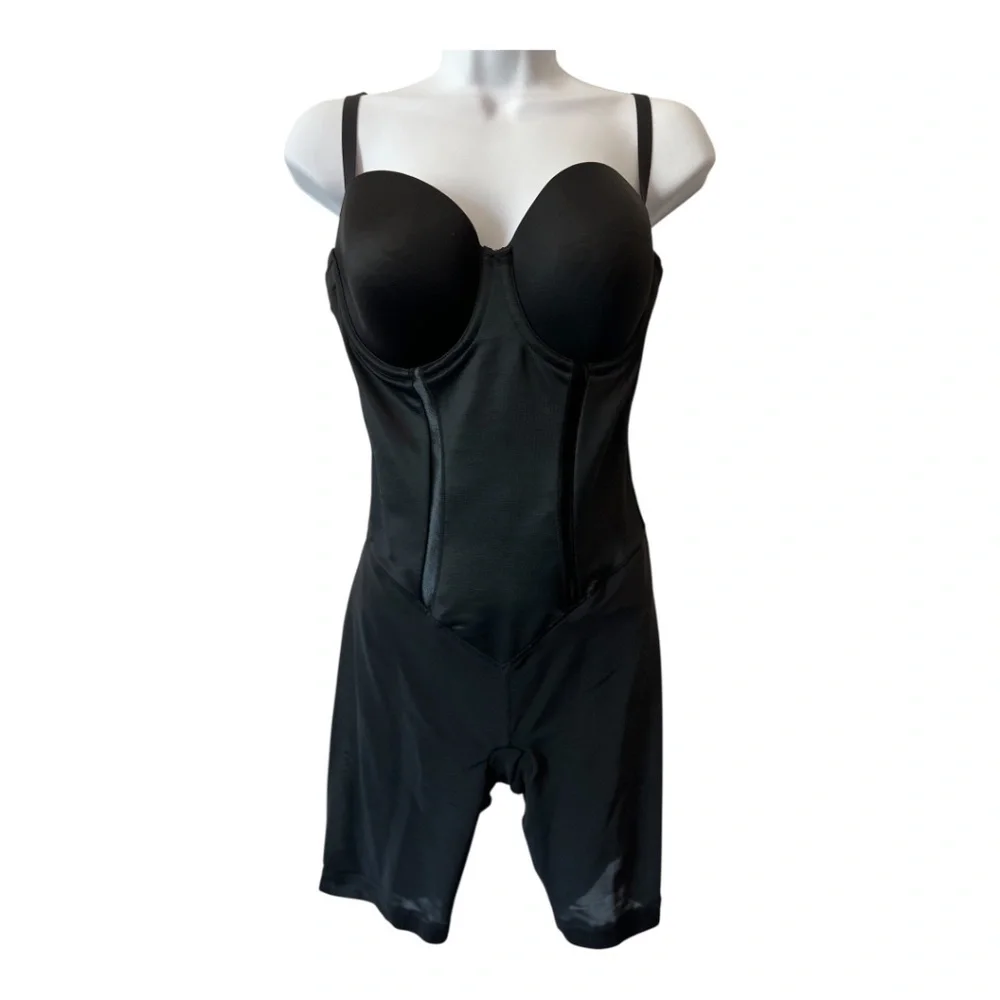 EUC JONES WEAR Black & Cream Floral Mid Length Dress Sz 14 + Flexees Shapewear - Picture 10 of 15